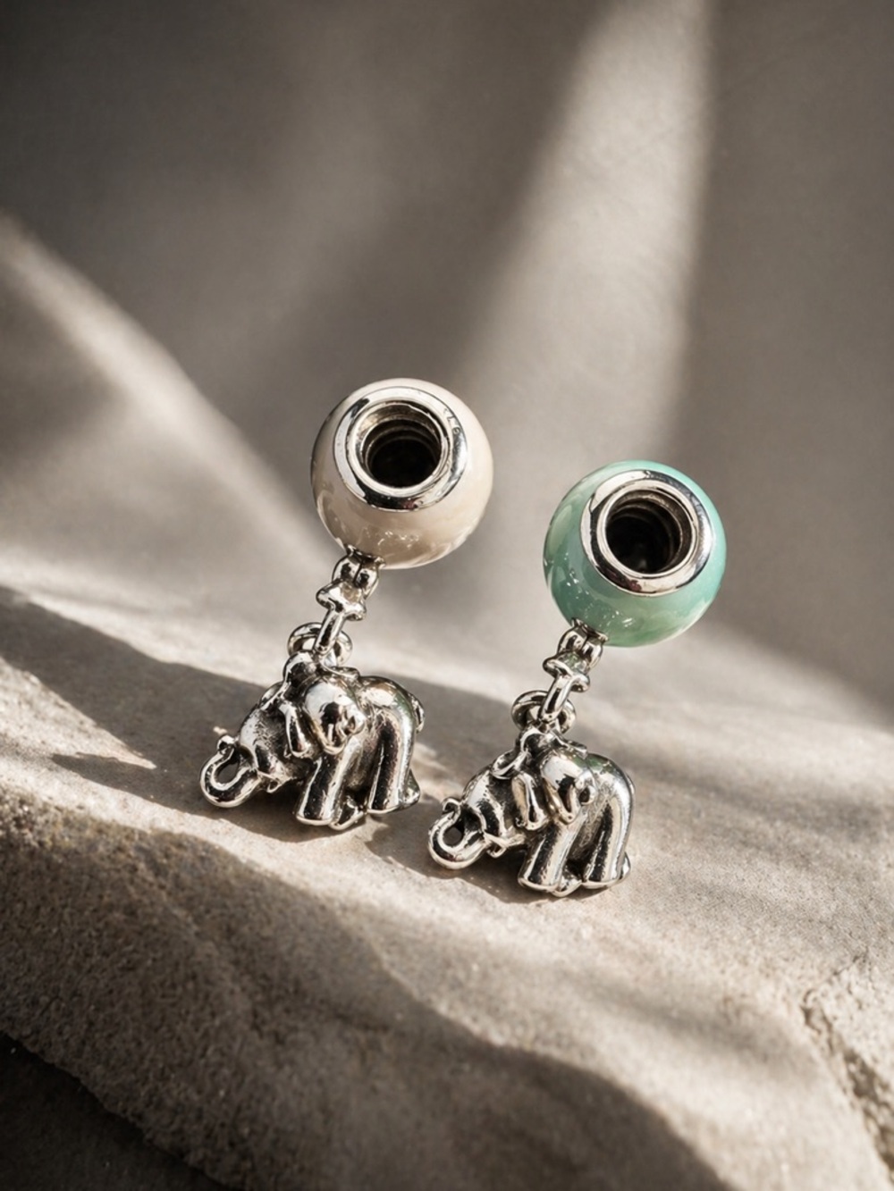 Pandora Retired Elephant & Balloon Dangle Charm Pink & Blue Sterling Silver Set - Picture 9 of 9